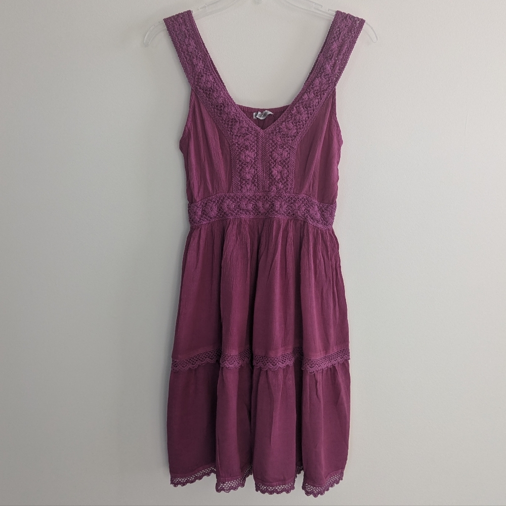 Magenta Dress with Crocheted Straps